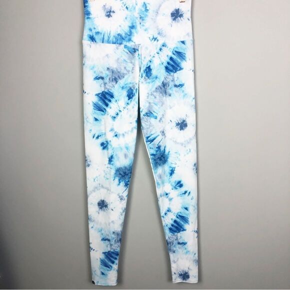 ONZIE | NEW Tie Dye Blue & White Print High Rise Leggings Women’s Size S/M - Picture 2 of 9